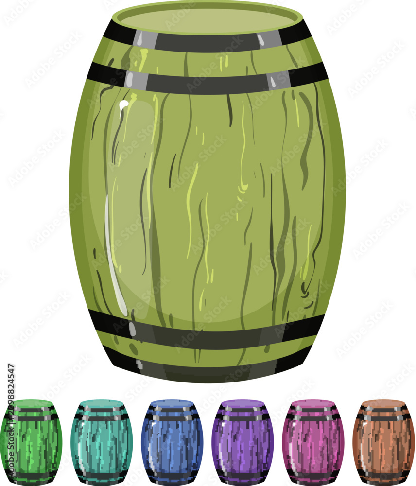 Obraz premium cask barrel wine cartoon. cask barrel wine sign colorful illustration