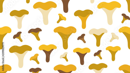 Foto Seamless pattern with chanterelle mushrooms isolated on white background