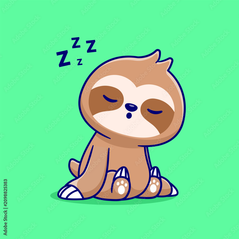 Fototapeta premium Cute Sloth Sleeping Cartoon
