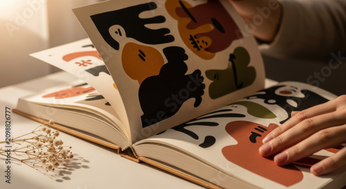 Creative Art Book With Abstract Shapes And Figures Open For Viewing