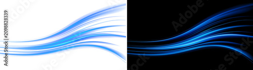 Curving Blue Light Ribbon With Luminous Glowing Ribbons And Transparent Background For Wide Banner Design