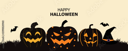 Fotografía Halloween Cute posters for sale, template social media with spooky characters in pastel colors