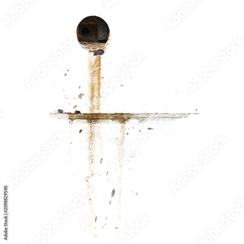 Transparent background texture of a realistic weathered rust stain overlay