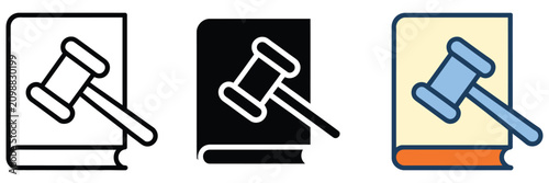 Quadro su tela Legal Book and Gavel Icon Featuring Court Justice Law Education Attorney and Jud