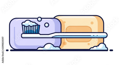 Daily Oral Hygiene Routine With Toothbrush And Soap Bars