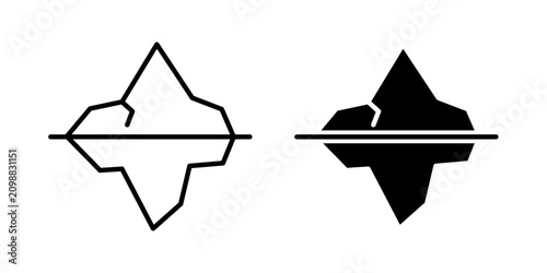 Canvastavla Iceberg Icon represents hidden risks, business strategy, and unseen challenges with an editable outline vector illustration