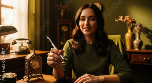 Creative Professional Engaged In Work At Well-Decorated Antique Office
