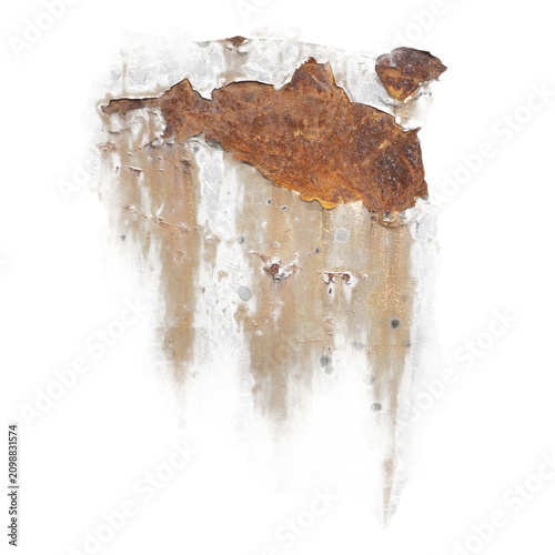 Transparent background texture of a realistic weathered rust stain overlay