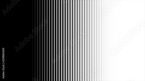 Geometric vertical blinds wipe transition animation loop featuring smooth cascading black and white rectangular bars moving from left to right to transition from white to a black background