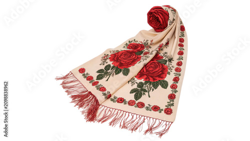 Fotografía Traditional patterned textile headscarf shawl folklore cultural fashion clothing