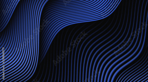 Abstract blue black wavy lines background with grainy texture