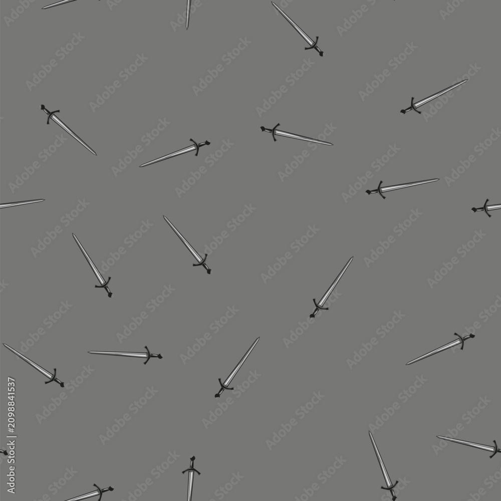 Fototapeta premium seamless pattern blade medieval sword cartoon. weapon battle, steel sharp, knife knight blade medieval sword sign vector
