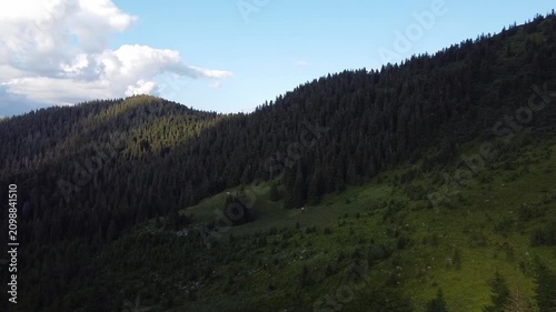 Cinematic Aerial Panorama of Autumn Mountains During Sunset