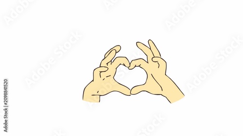 Heart Hand Gesture Animation 4K Seamless Loop with Alpha Channel