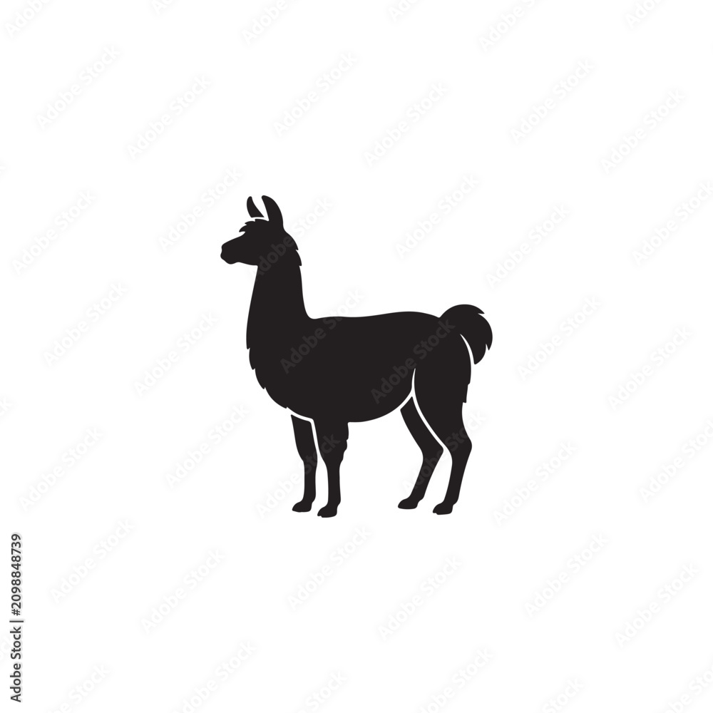 Obraz premium A Llama silhouette icon vector flat design.