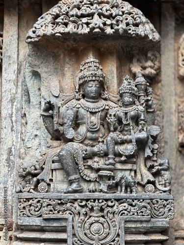 Hand sculpted lord visnu with laksmi 