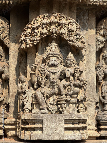 Hand sculpted lord narasimha with lakshmi 