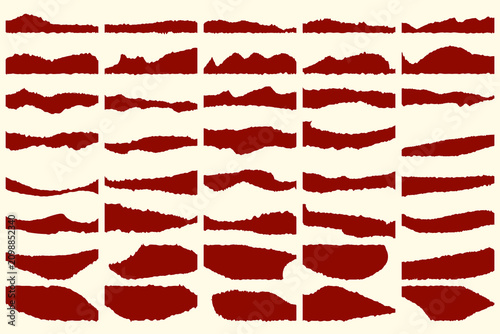 Torn Paper Edges Vector Elements Set with Ripped Brown Craft Paper Borders