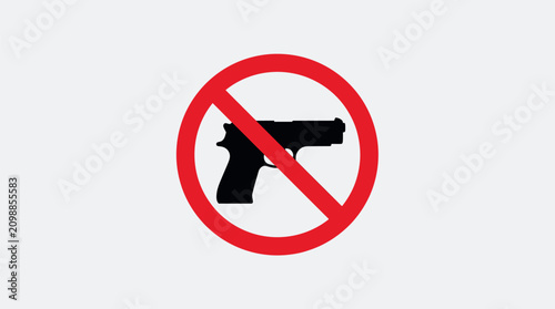 Fotografie No Guns Prohibition Sign Symbol for Safety, Firearms Restriction, Public Policy,