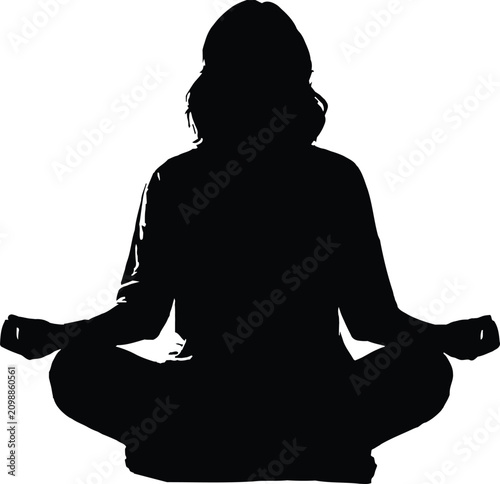 Silhouette of a woman in lotus position a symbol of mindfulness and inner peace
