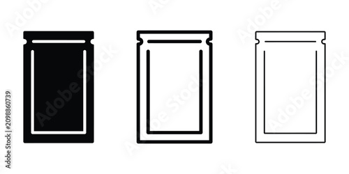Tableau sur toile Small sachet icon silhouette vector, bold outline and line art design