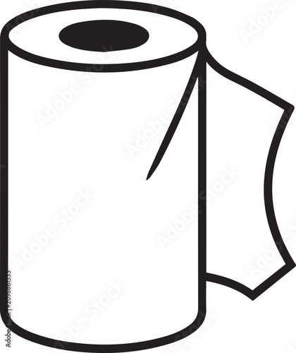 Foto A simple graphic illustration of a roll of paper towel, with a sheet partially unrolled, suitable for hygiene or cleaning related themes