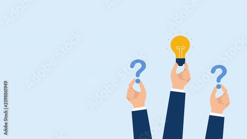 Animated Business Idea Concept with Question Mark and Bulb