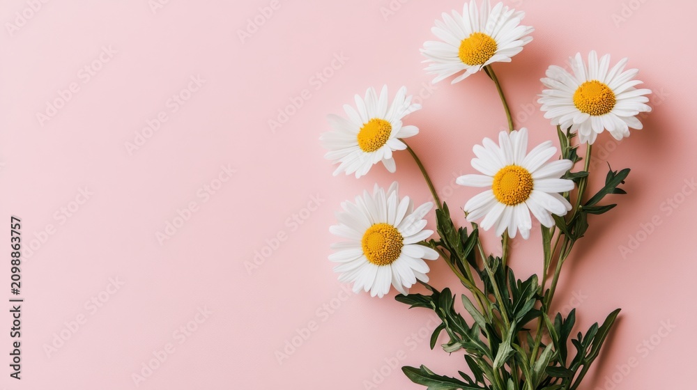 Obraz premium white daisies on pink background