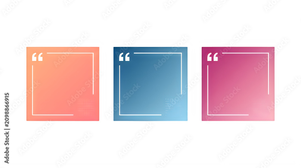 Fototapeta premium Colorful gradient quote boxes with white outline on white background transparent background