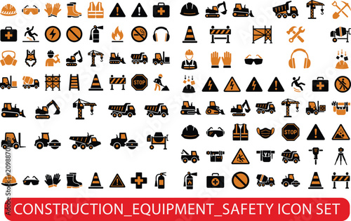 construction equipment icons set vector and png 