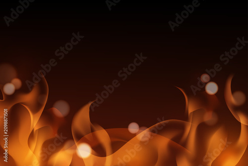 Obraz na plátně Abstract blazing fire flames border with glowing sparks on dark background, dramatic heat and energy backdrop