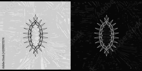 фотографія Crown of thorns illustration with textured background grayscale design