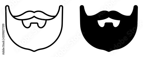Bild auf Leinwand Beard and mustache icon outline and solid style set representing male facial hai