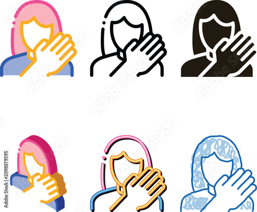 hit woman icon set vector. hit woman sign. color symbol