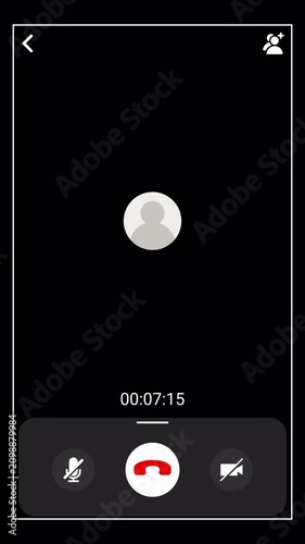 Video Call Overlay Background Effect, Video call screen display template on transparent background, video call chat conferencing animation , conference call recording time animation for Online meeting
