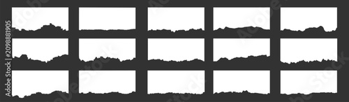 Torn paper edge set on transparent background