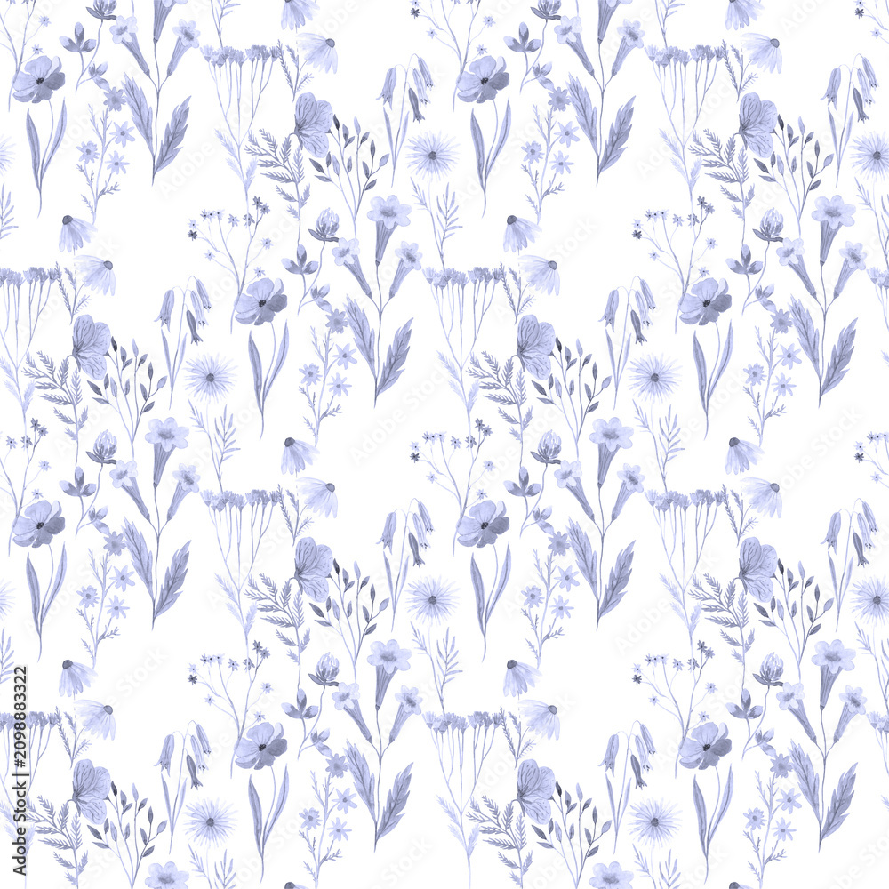 Fototapeta premium Purple floral seamless pattern