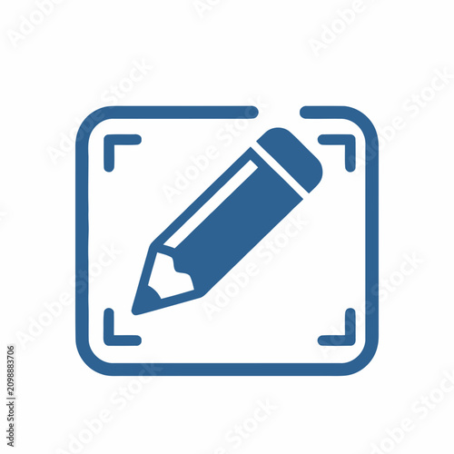 Pencil icon in a square frame with corner markers, representing editing or writing