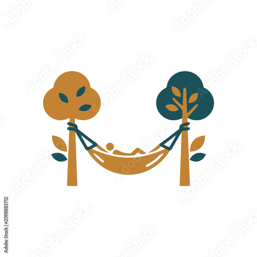 Relaxing Hammock Between Trees, Person Resting Outdoors, Peaceful Nature Scene