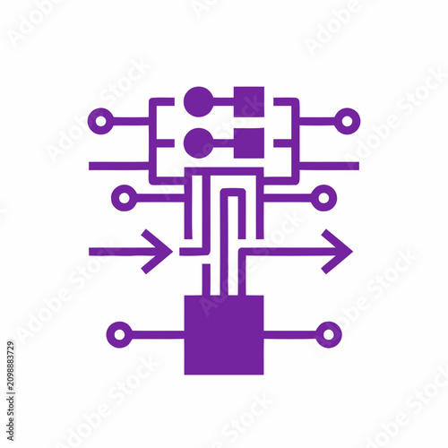 Abstract Purple Circuit Board Diagram, Data Flow, Technology Network