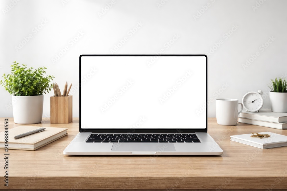 Fototapeta premium Minimal workspace with laptop.