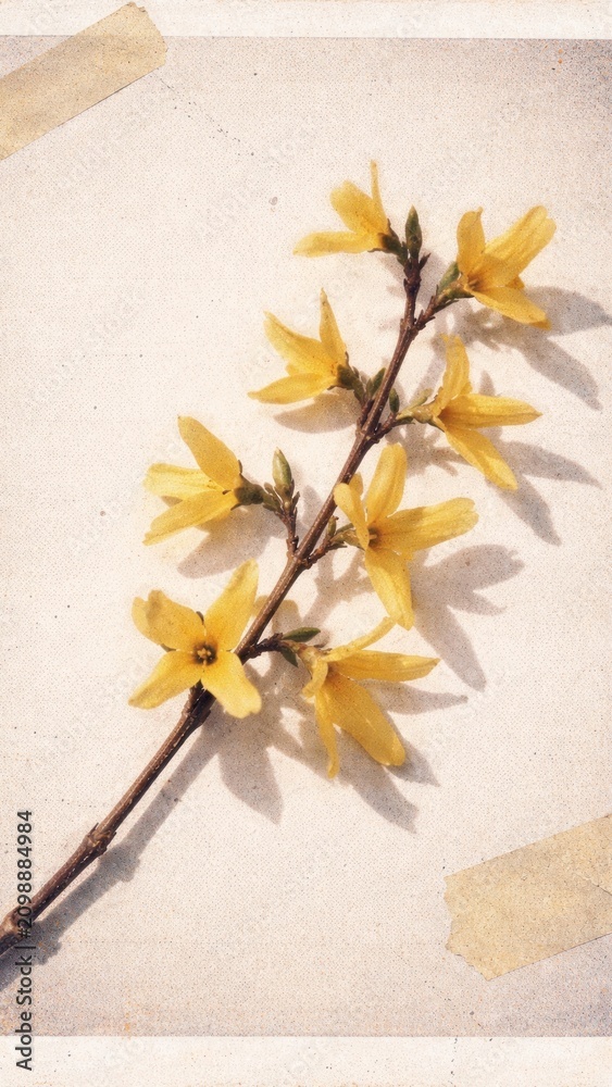 Obraz premium Yellow flowers on branch mobile wallpaper