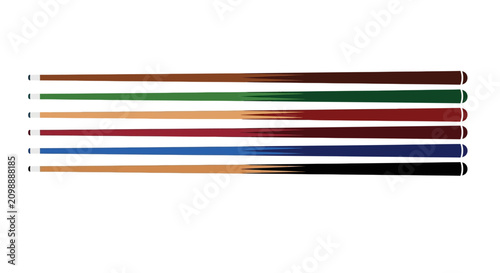 Tableau sur toile Set of Colorful Billiard Pool Cues in Multiple Variations