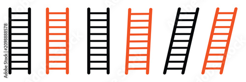 Step ladder icon set with minimal construction and household access equipment for modern vector illustration