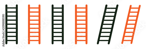 Step ladder icons featuring simple minimal construction tool symbols for home improvement vector illustration