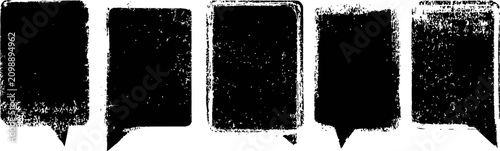 vintage grunge speech bubbles set black distressed rectangular and pointed dialogue boxes for text