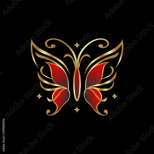 Butterfly with Gold Filigree Logo
