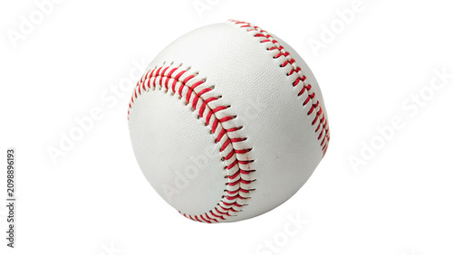 Obraz na płótnie Classic white leather baseball ball with red stitching isolated on transparent b
