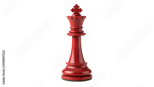 Konstfotografi Red glossy plastic or wooden chess king piece figurine isolated on transparent b