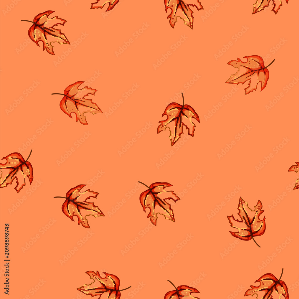 Obraz premium seamless pattern autumn maple leaf cartoon. flag symbol, yellow tree, foliage color autumn maple leaf sign vector